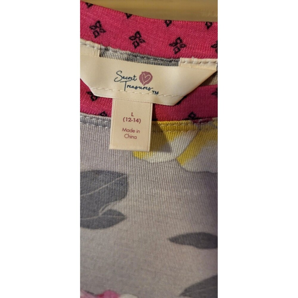 WOMANS SECRET TREASURE SUMMER PINK FLORAL SHORTY PJ SET SIZE LARGE (12-14) NWT - Picture 2 of 3